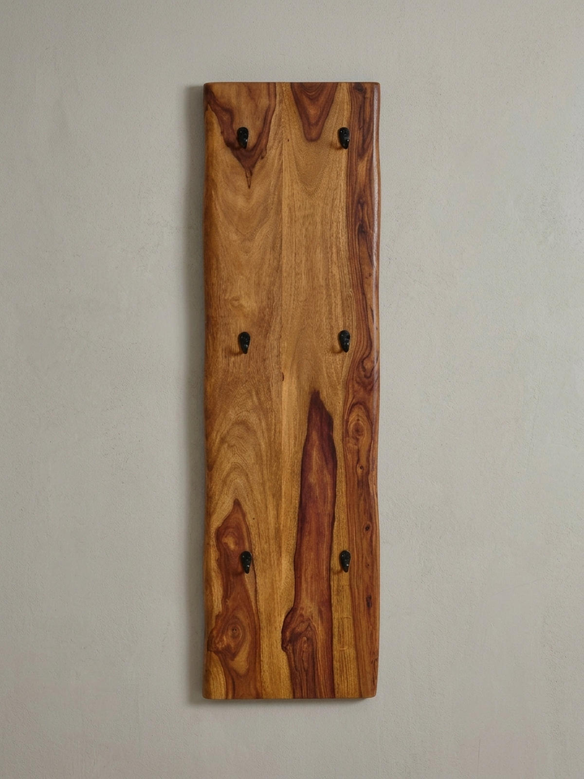 WANDGARDEROBE Massivholz Metall Modern mit Baumkante und 6 Haken - Braun, Holz (40/140/7cm) - KADIMA DESIGN