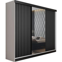 SCHIEBETÜRENSCHRANK MALANI - Weiß und Graphit 200x205x59 cm - Graphitfarben/Weiß, Holzwerkstoff (200/205/59cm) - Kier Furniture