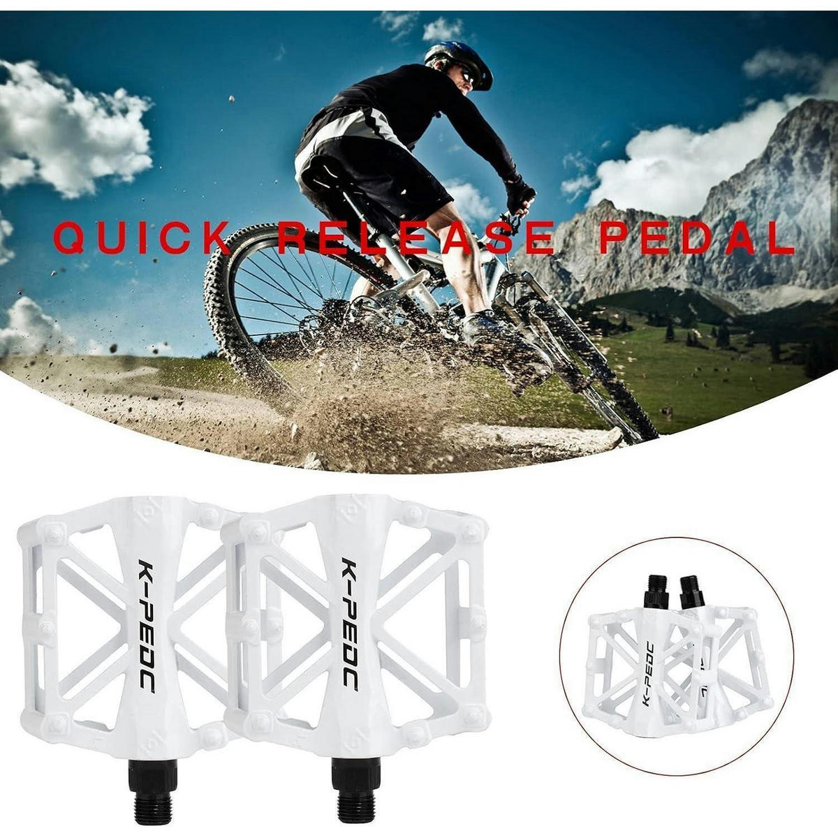 FAHRRAD Pedale Aluminium Anti Rutsch 9/16 Zoll Weiß - Weiß, Metall (9.1/1.5/9.2cm)