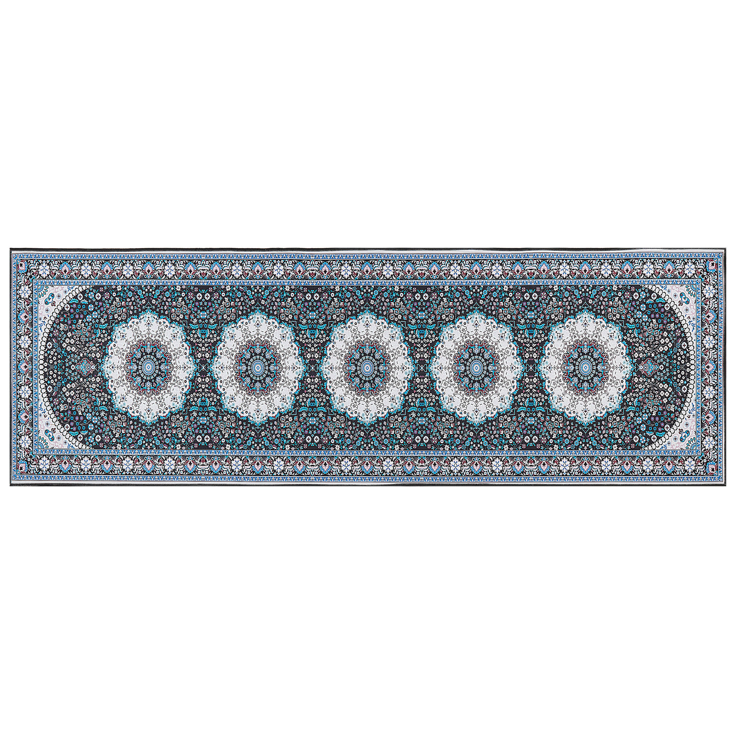 KURZFLOR-TEPPICH Blau 80/240 cm Gediz - Blau/Schwarz, Textil (80/240cm) - Beliani