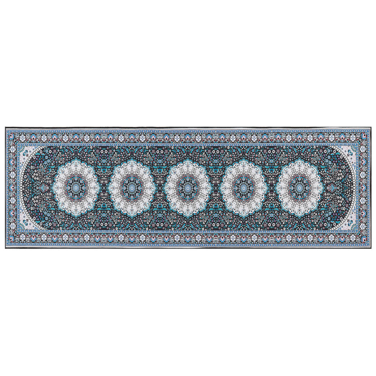 KURZFLOR-TEPPICH Blau 80/240 cm Gediz - Blau/Schwarz, Textil (80/240cm) - Beliani