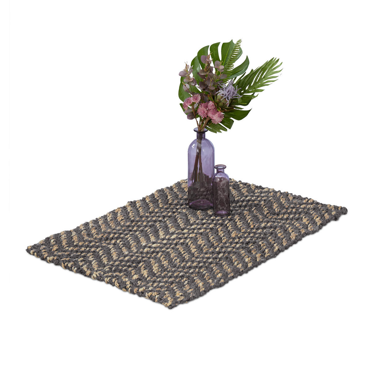 JUTETEPPICH - Anthrazit, Textil (60/90cm) - Relaxdays