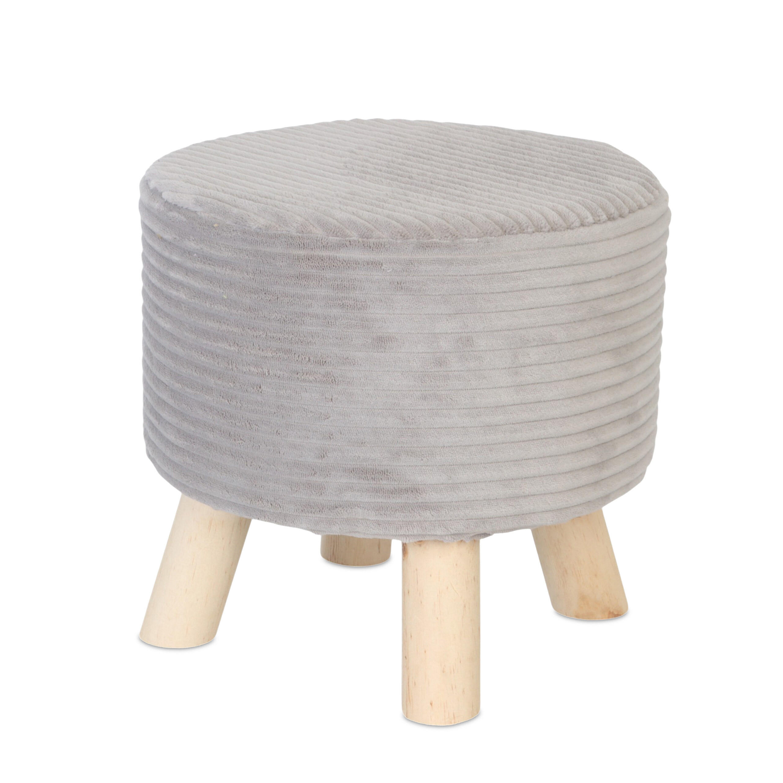 CORD-HOCKER - Hellgrau/Naturfarben, Holz/Textil (30/30/30cm) - Relaxdays