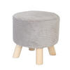 CORD-HOCKER - Hellgrau/Naturfarben, Holz/Textil (30/30/30cm) - Relaxdays