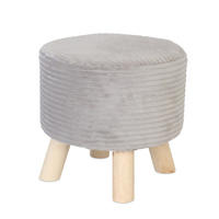 CORD-HOCKER - Hellgrau/Naturfarben, Holz/Textil (30/30/30cm) - Relaxdays