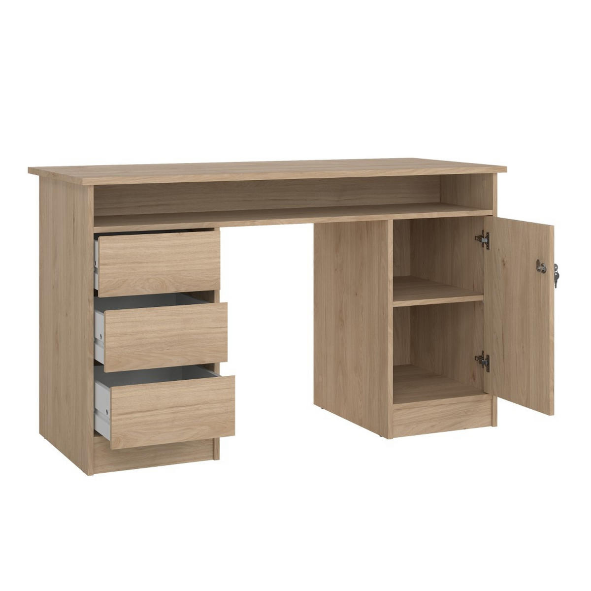SCHREIBTISCH, FunctionPlus, Nussbaum, Holzwerkstoff, 126 x 55 x 76 cm - Nussbaumfarben, Holzwerkstoff (55/126/76cm) - ebuy24