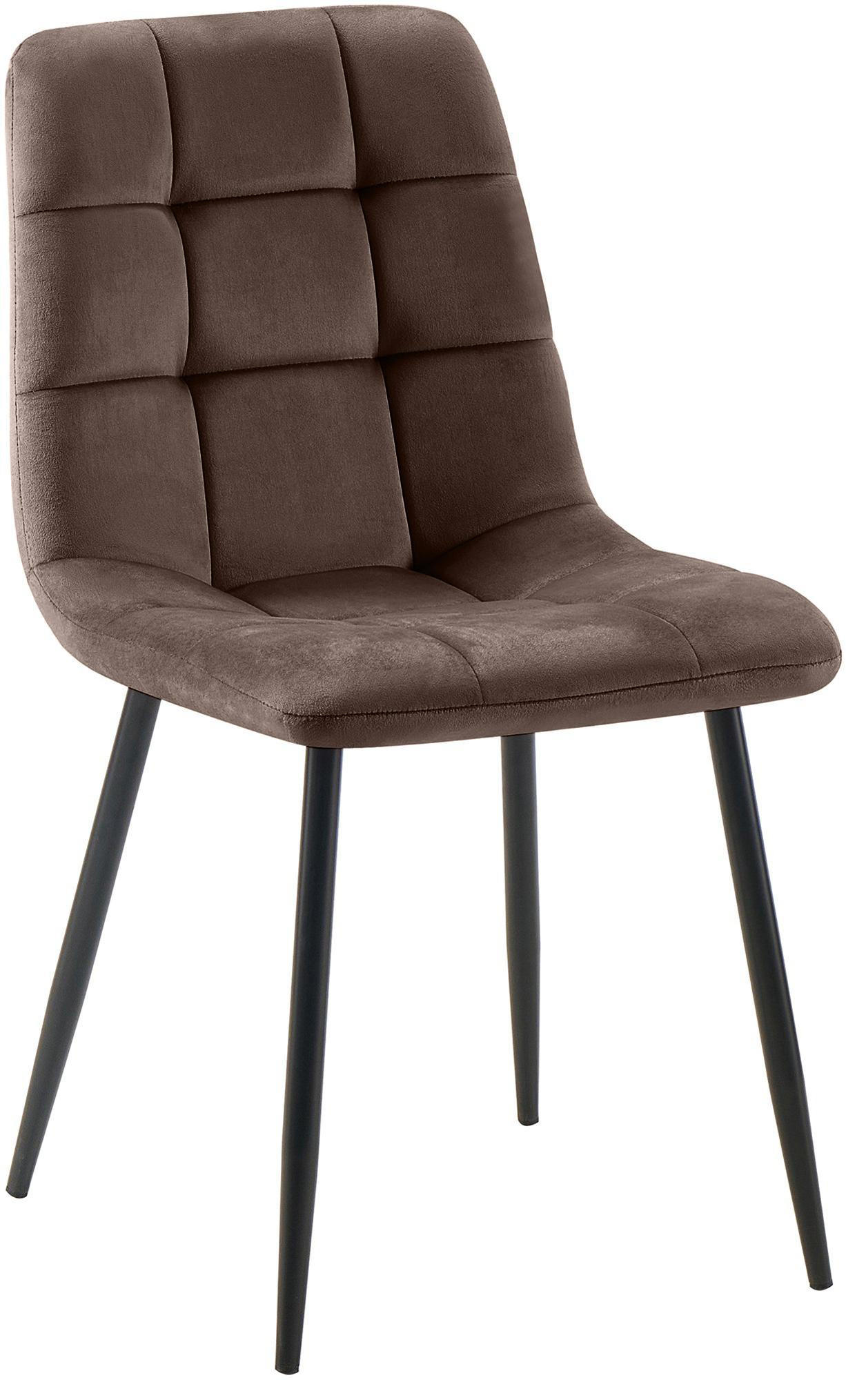 STUHL Samt Braun - Schwarz/Braun, Textil/Metall (45/84/55cm) - CLP