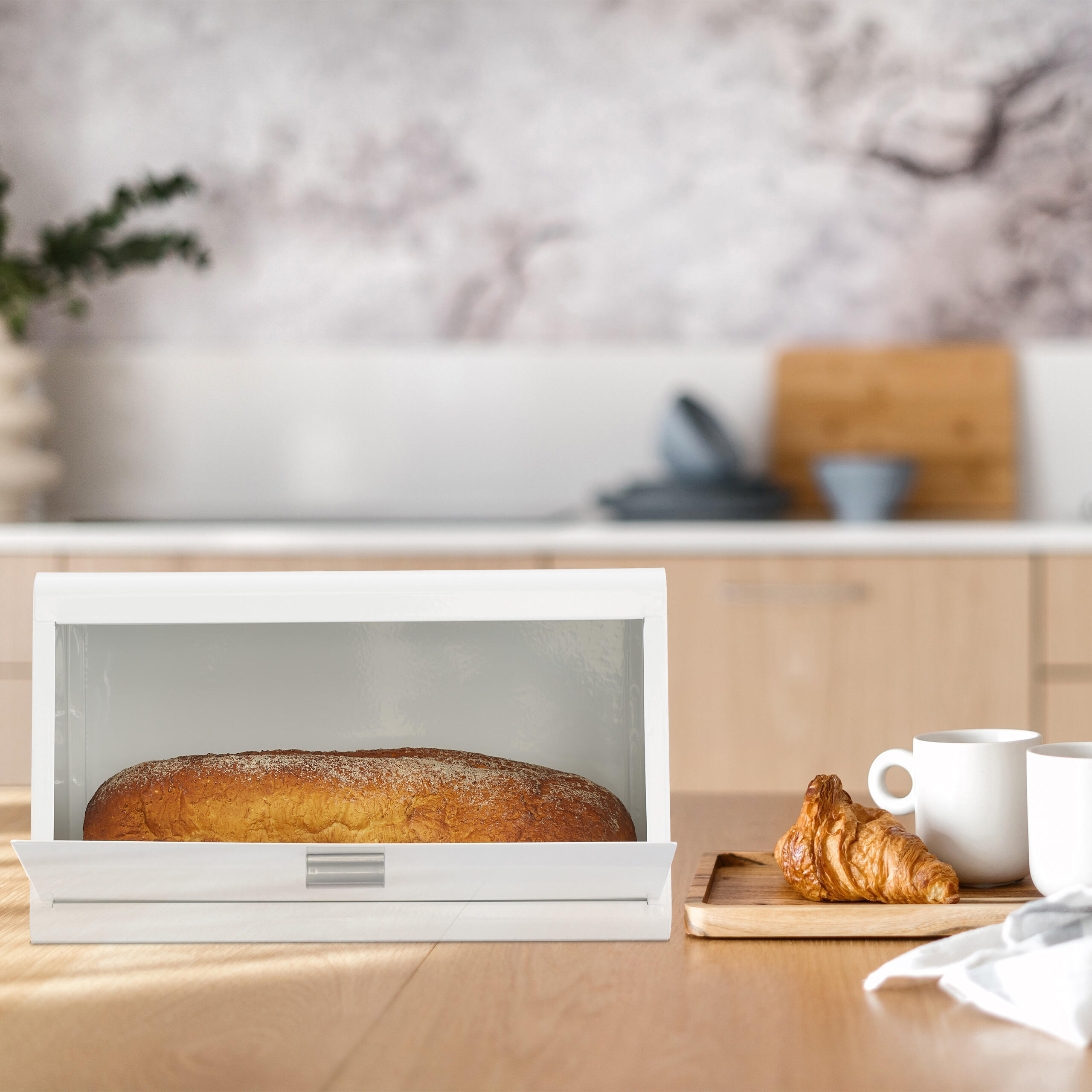 BROTKASTEN - Weiß, Metall (34.5/20.5/23.5cm) - Relaxdays