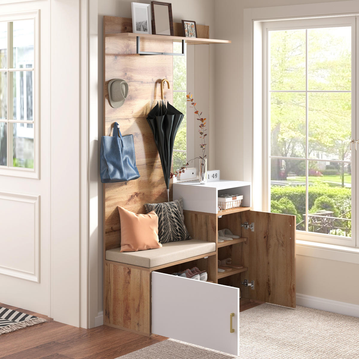 GARDEROBENSET weiß Holz Spiegel - Weiß, Holz (105/190.5/40cm) - LEBENLANG
