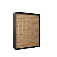 SCHWEBETÜRENSCHRANK 200/150/62 2-türig - Silberfarben/Schwarz, Holz/Kunststoff (150/200/62cm) - Abiks Möbel