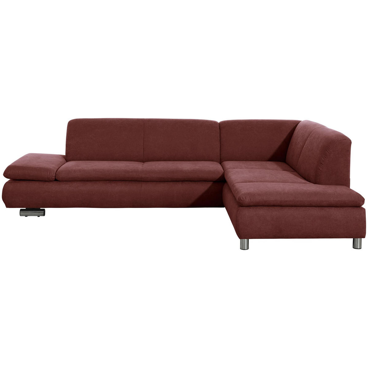 ECKSOFA mit Ottomane rechts Kaye Flachgewebe rot - Rot, Kunststoff (190/270cm) - 58aufmkessel