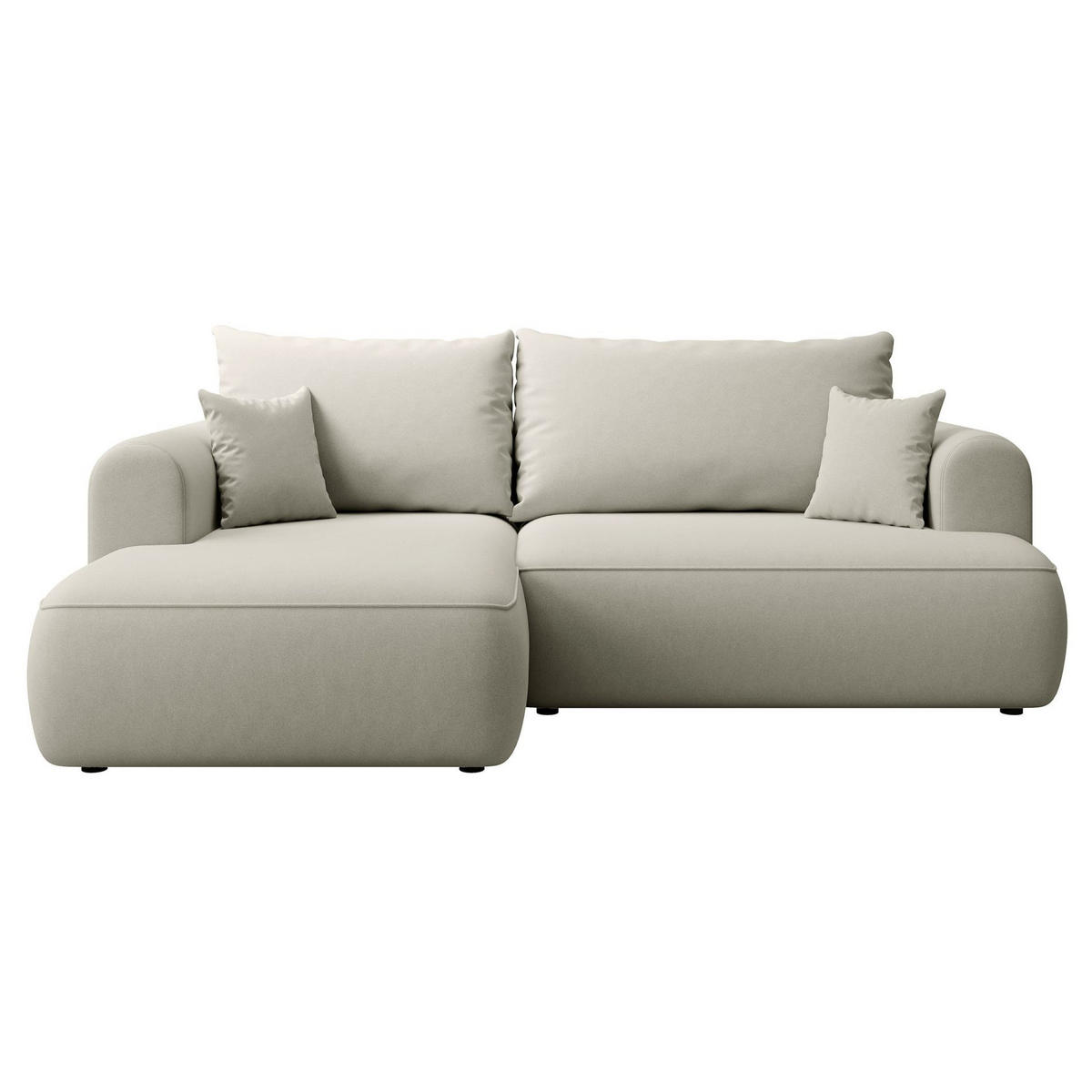 ECKSCHLAFSOFA Ovo Mini Hellbeige Easy-Clean-Samtbezug - Ecru/Schwarz, Kunststoff/Textil (238/156cm) - Selsey