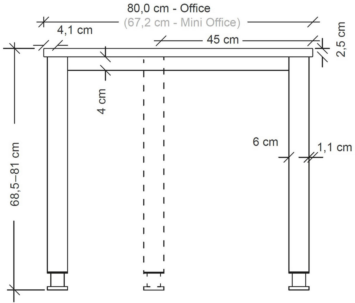 SCHREIBTISCH Serie-H Gestell: Silber 80/160/74 cm in Grau - Grau, Holzwerkstoff (80/160/74cm) - bümö