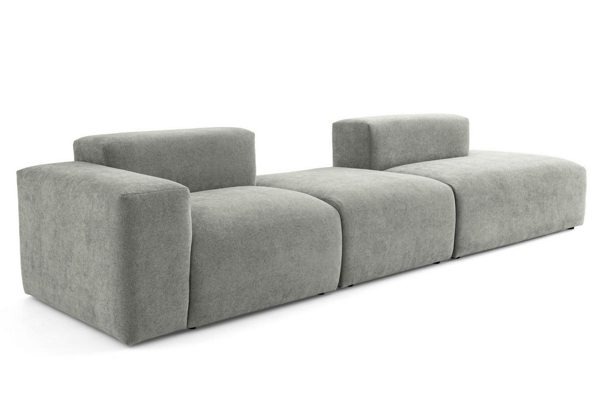 4-SITZER modulares Sofa HEAVEN SET 4 Rechts, Breite 335 cm Webstoff Grau - Schwarz/Grau, Holz/Kunststoff (102/71/335cm) - Muffo