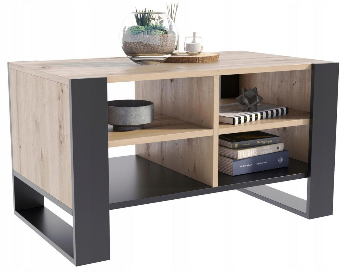COUCHTISCH FIGA Artisan Eiche-Schwarz 100/53,6/50 cm - Multicolor, Holzwerkstoff (53.6/100/50cm) - Matkam Möbel
