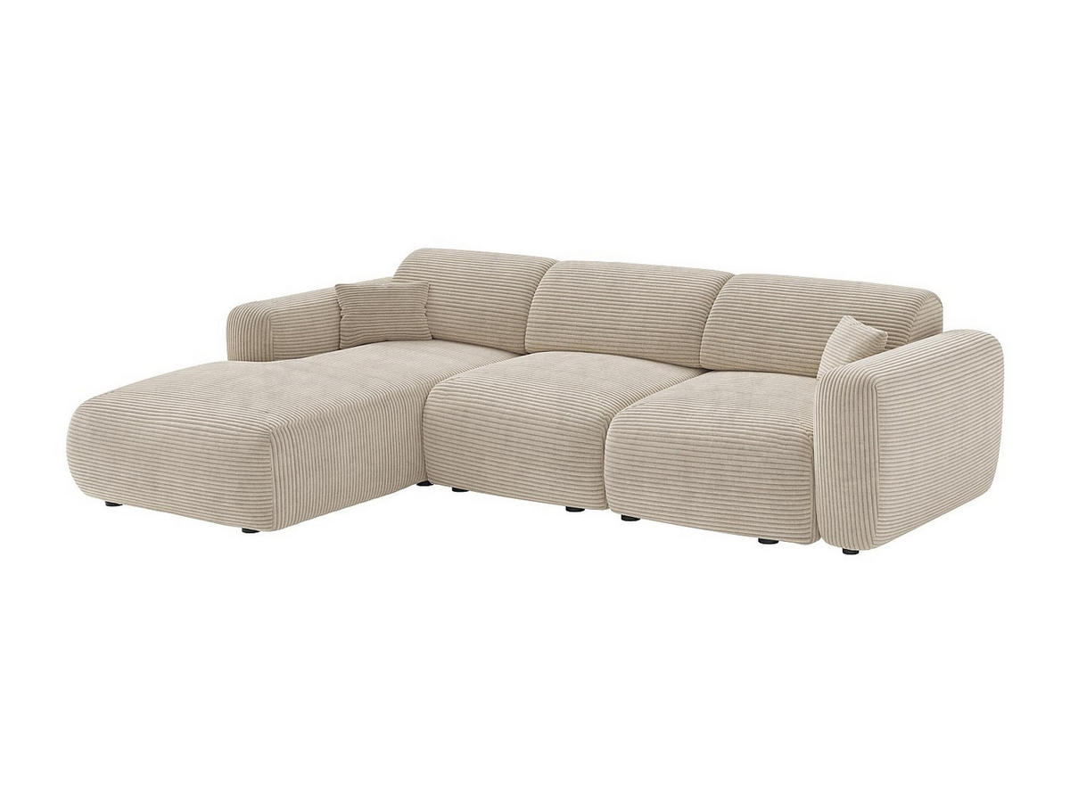 SCHLAFSOFA - 5 Personen - samt - beige Pogni - Beige, Kunststoff/Textil (283/77/180cm) - Vente-Unique