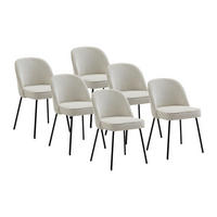 STUHL 6er-Set - Cord & schwarzes Metall - Cremefarben - ALPALI - Creme, Textil (50/83.5/57.5cm) - Vente-Unique