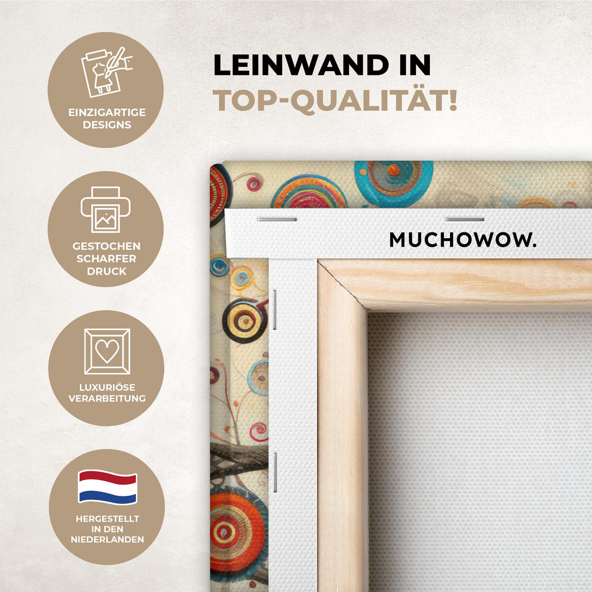 LEINWANDBILD Baum - Baum des Lebens - Farbe Deko Wohnzimmer 20x20 cm - Braun, Textil (20/20cm) - MuchoWow