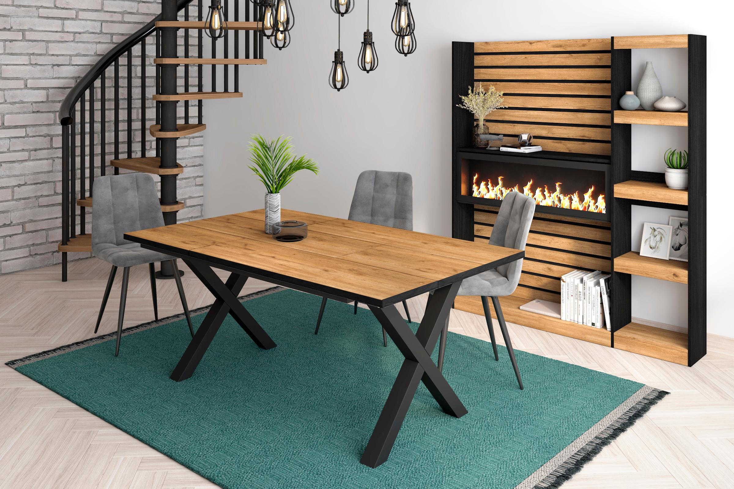 ESSZIMMERTISCH für 8 Gäste, eiche und schwarz, 167/90/75cm - Wildeiche, Holzwerkstoff (90/167/75cm) - Skraut Home