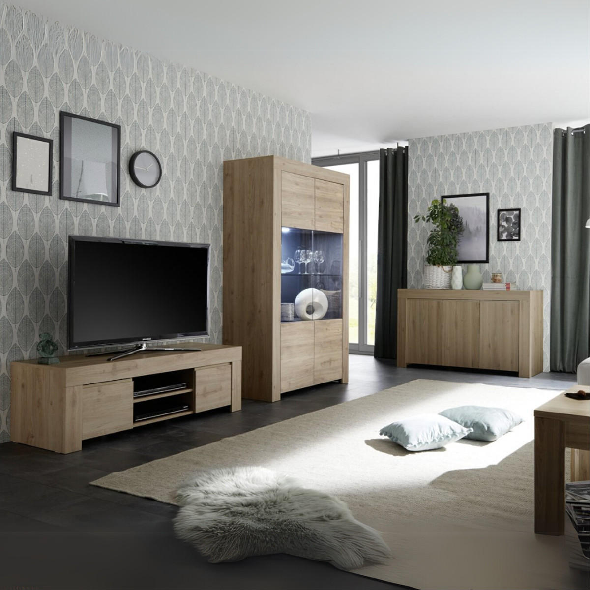 TV-MÖBEL mit 2 Türen L138 cm - Firenze - Eichefarben, Holzwerkstoff (42/44/138cm) - Calicosy