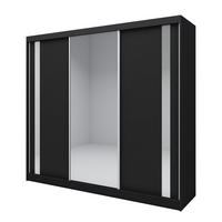SCHWEBETÜRENSCHRANK GRAZIA 240/216/61 cm 3-türig mit Spiegel Schwarz - Schwarz, Holzwerkstoff (240/216/61cm) - MASSENO
