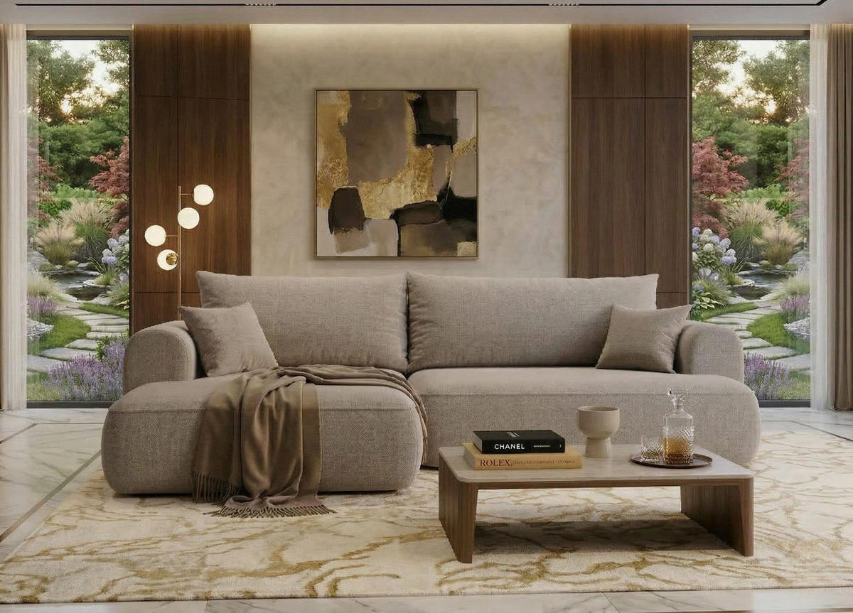 BIG-SOFA Vitton Beige Links - Beige, Textil (260/85/200cm) - B&B Home