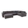 WOHNLANDSCHAFT Schlaffunktion Bettkasten Wellenunterfederung, spiegelverkehrt montierbar U-Form B379/T227/H86 cm, Cord Grau Anthrazit / 15198 - Schieferfarben/Eichefarben, Holz/Textil (379/86/227cm) - luma-home