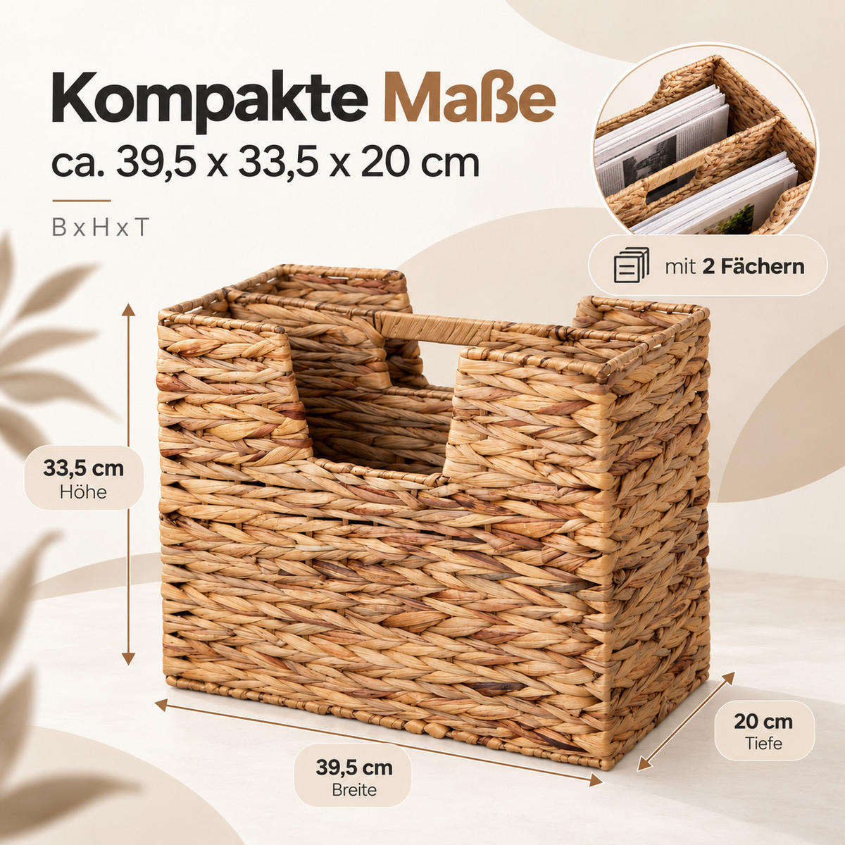 ZEITUNGSSTÄNDER Seegras - Braun, Naturmaterialien (39/33/20cm) - Homestyle4u