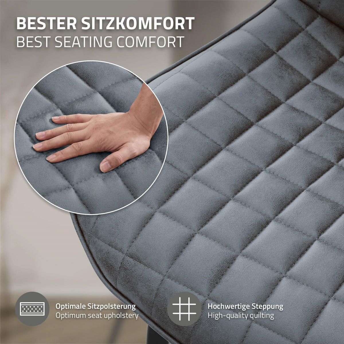 JÍDELNÍ ŽIDLE, sada 2 ks, antracitová umělá kůže - černá/antracitová, kov (52/89/60cm) - ML-DESIGN