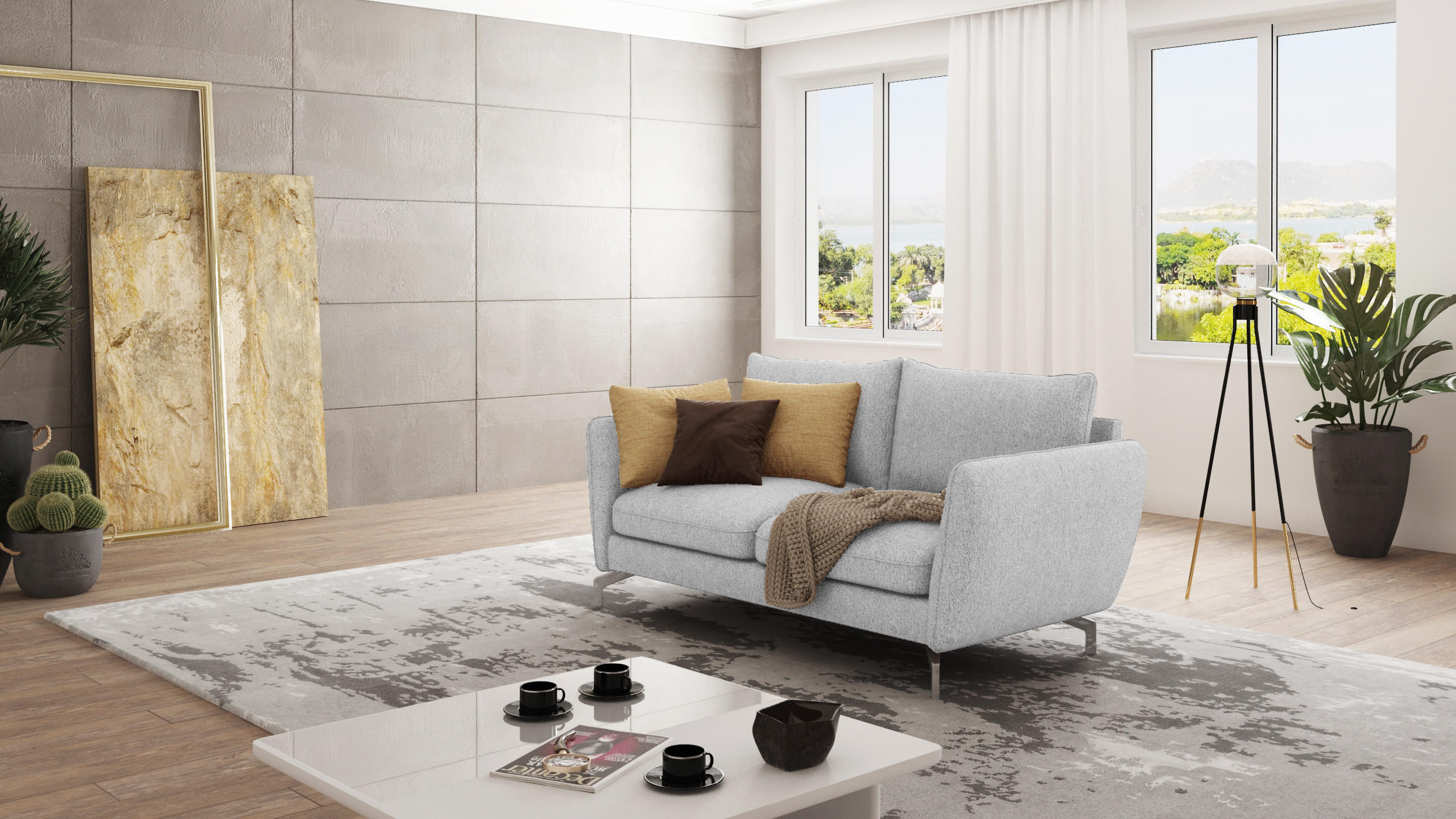 2-SITZER-SOFA Elou Silber Microfaser - Chromfarben/Silberfarben, Holz/Textil (172/87/92cm) - S-Style Möbel