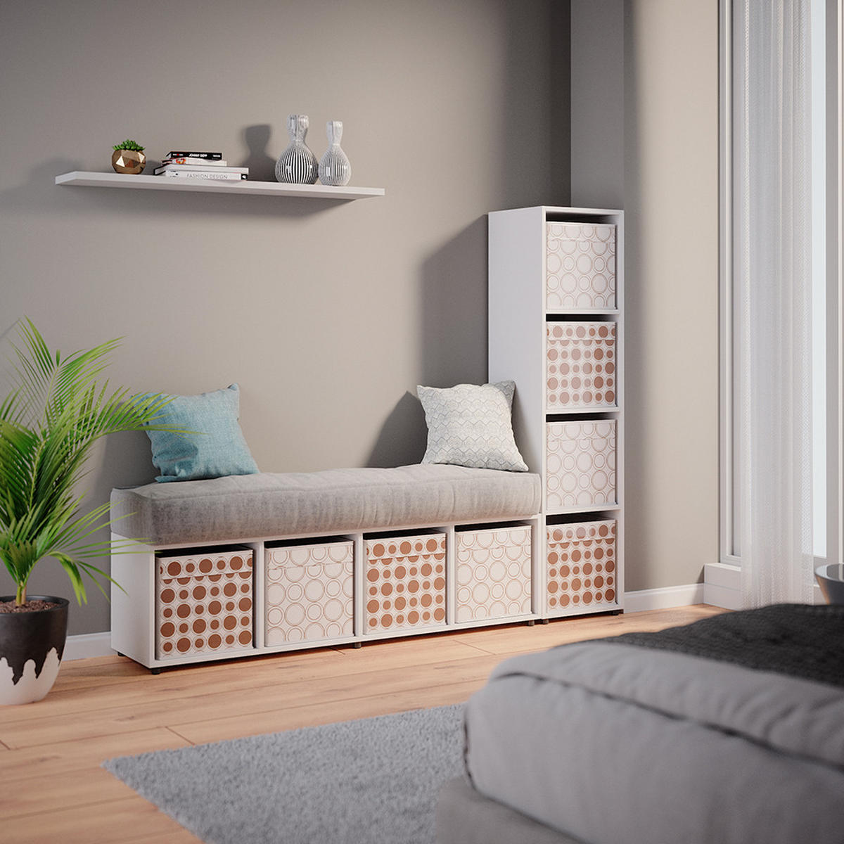 DĚLICÍ STĚNA Ludus Bílá - bílá, kompozitní dřevo (142.5/36.2/33cm) - Vicco