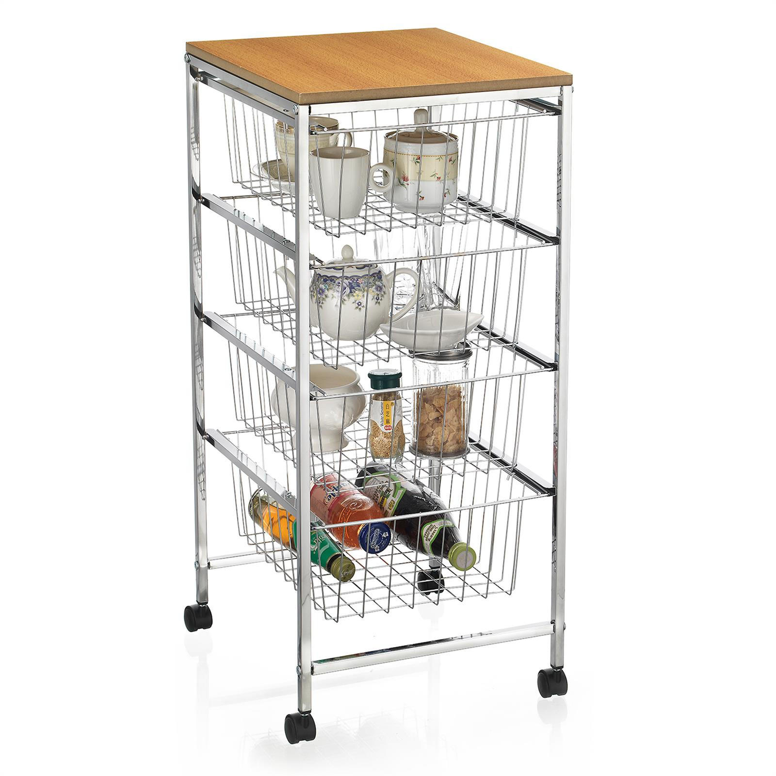 CARO-Möbel Küchenwagen Chrom 34x76x36 cm