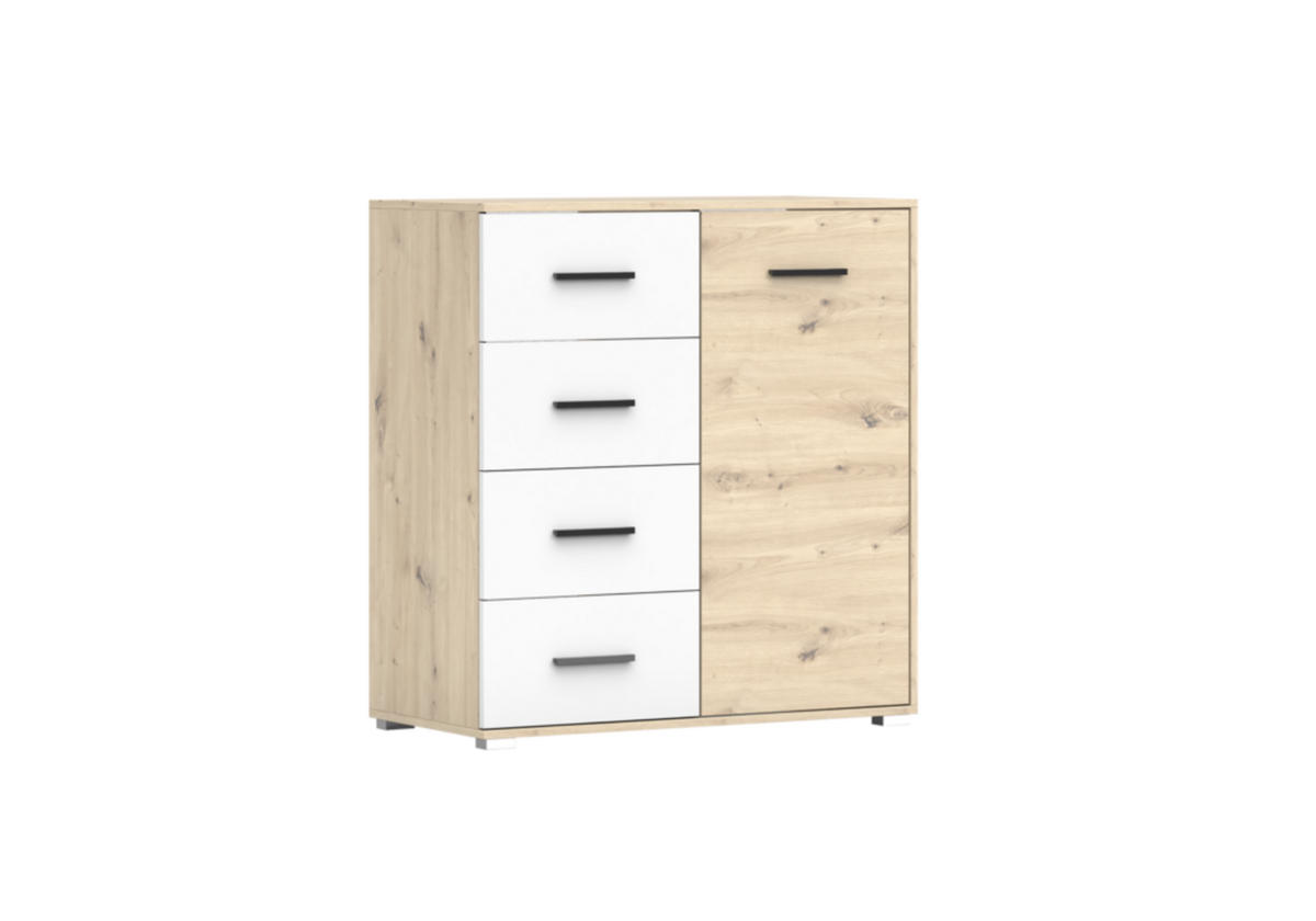 KOMMODE - Highboard Marsylio 1D4S - Eiche Artisan, Holzwerkstoff (90/95/45cm) - Möblo