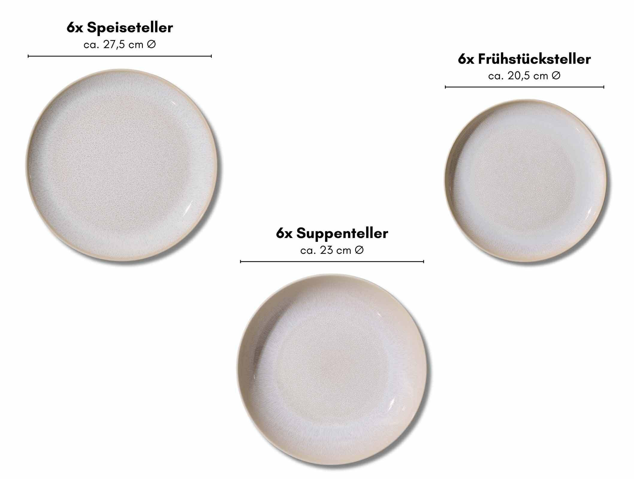 TELLER-SET Laredo beige 18er Set - Beige, Keramik (1/1/1cm) - Ritzenhoff Breker