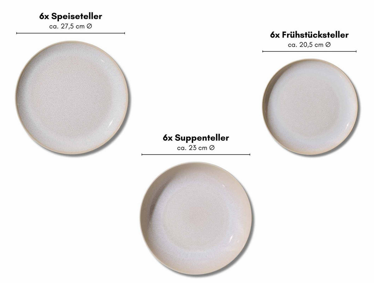 TELLER-SET Laredo beige 18er Set - Beige, Keramik (1/1/1cm) - Ritzenhoff Breker