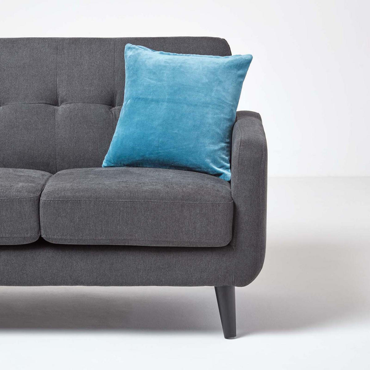 KISSENHÜLLEN 2er-Set Baumwollsamt blau 40/40 cm - Blau, Textil (40/40cm) - Homescapes