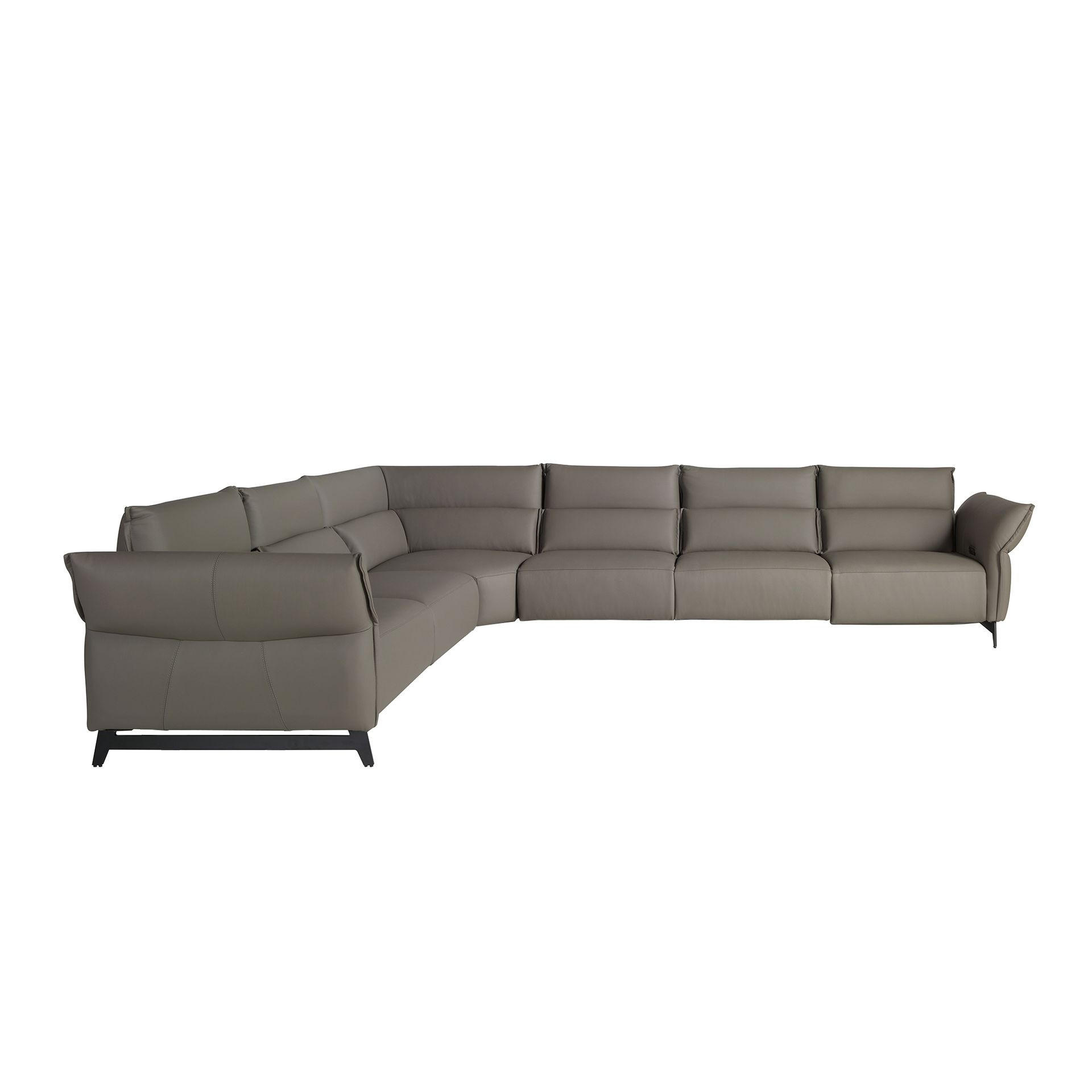 ECKSOFA Dunkelgraues modulares Relax-Ecksofa aus Leder 370/295/93 cm - Dunkelgrau/Schwarz, Leder/Metall (370/295cm) - ANGEL CERDA