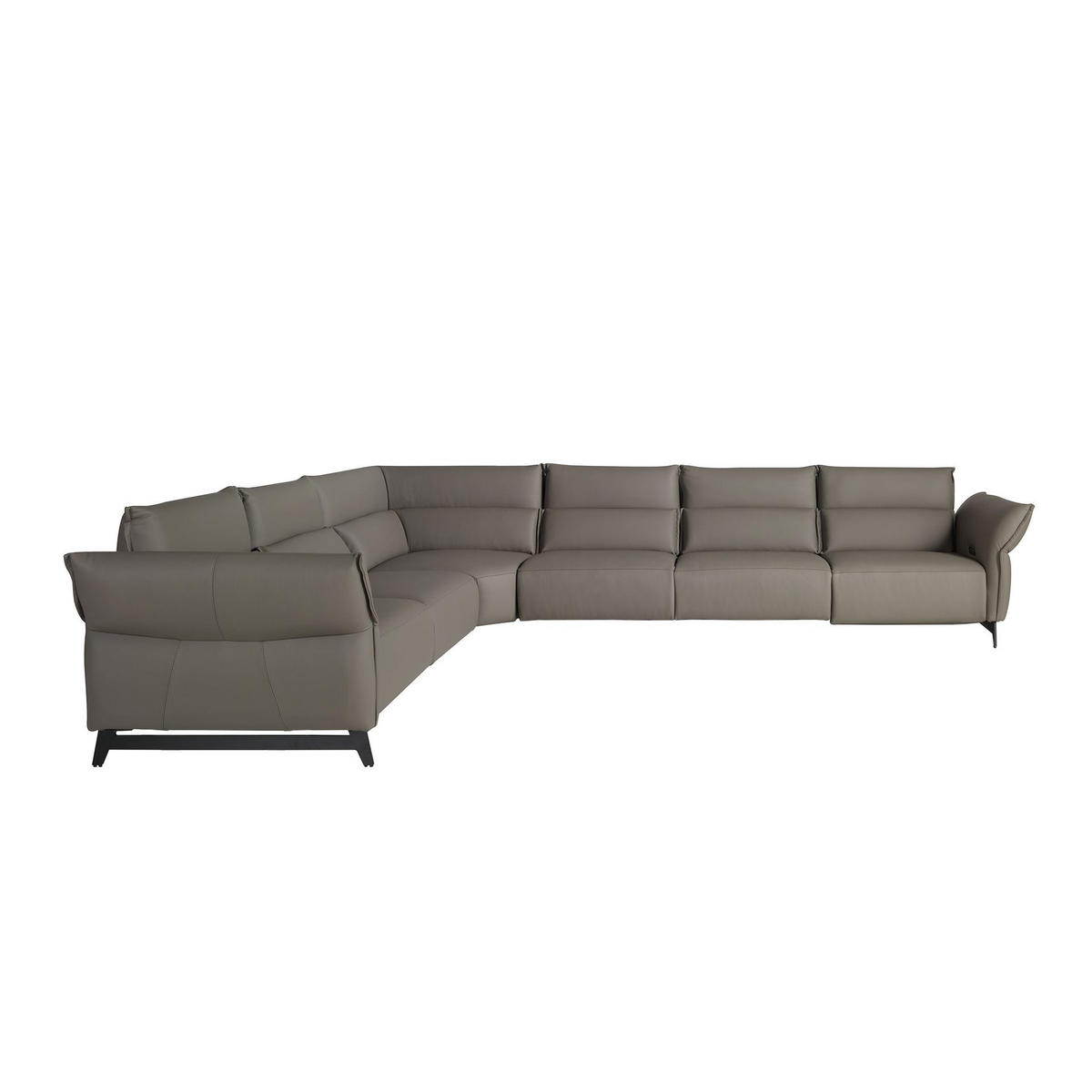 ECKSOFA Dunkelgraues modulares Relax-Ecksofa aus Leder 370/295/93 cm - Dunkelgrau/Schwarz, Leder/Metall (370/295cm) - ANGEL CERDA