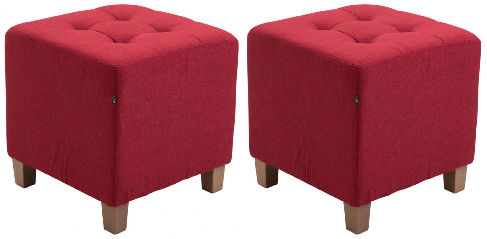 SITZWÜRFEL 2er Set Stoff rot - Rot, Holz/Textil (45/46/45cm) - CLP