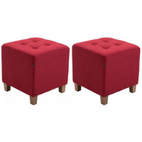 SITZWÜRFEL 2er Set Stoff rot - Rot, Holz/Textil (45/46/45cm) - CLP