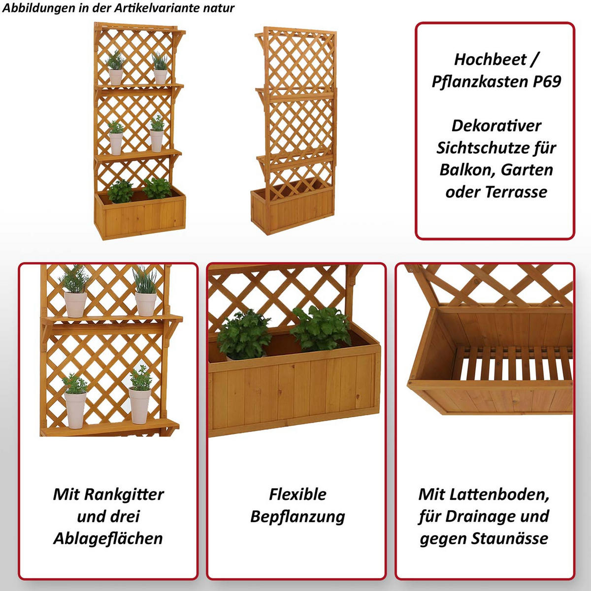 HOCHBEET Braun - Braun, Holz (77/177/33cm) - MCW