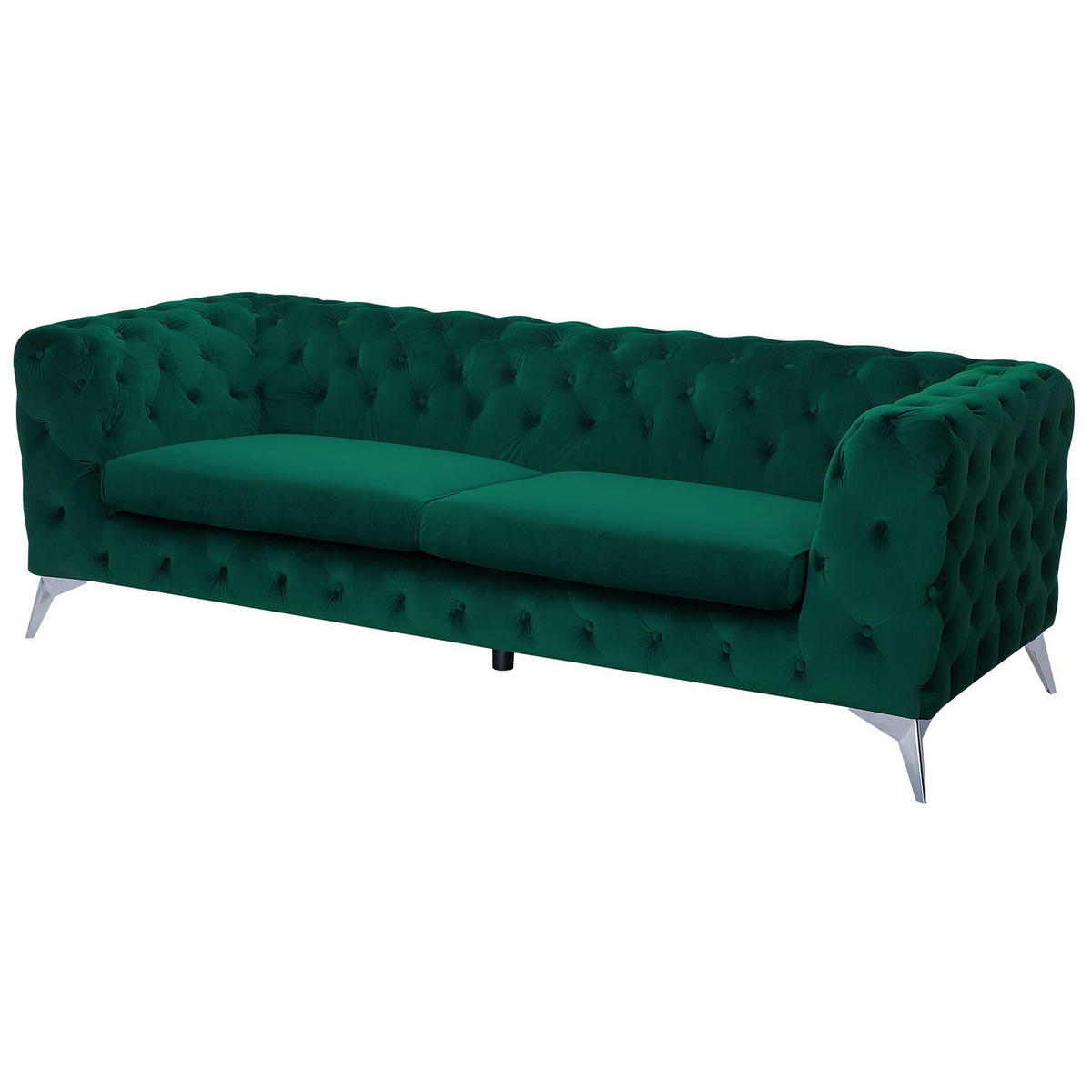 3-SITZER-SOFA Samtstoff Grün Sotra - Hellgrün, Textil (224/70/85cm) - Beliani