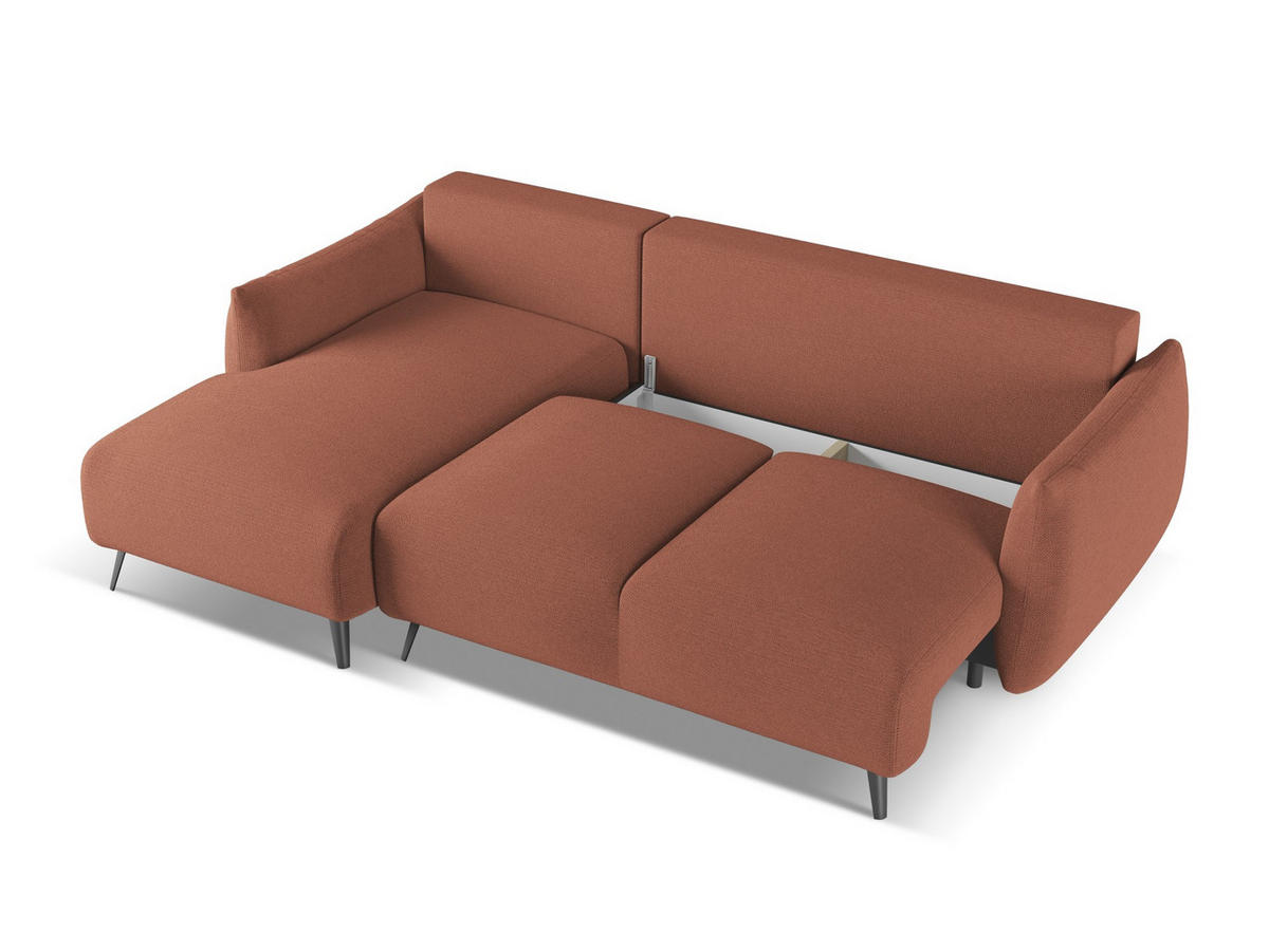 ECKSOFA mit Schlaffunktion Chenille Stoff Pink - Pink/Hellrosa, Textil/Metall (162/242cm) - Makamii