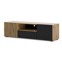 TV STOLÍK Nera Drevo a čierna farba - čierna, kompozitné drevo (150/42/42cm) - Petits-meubles