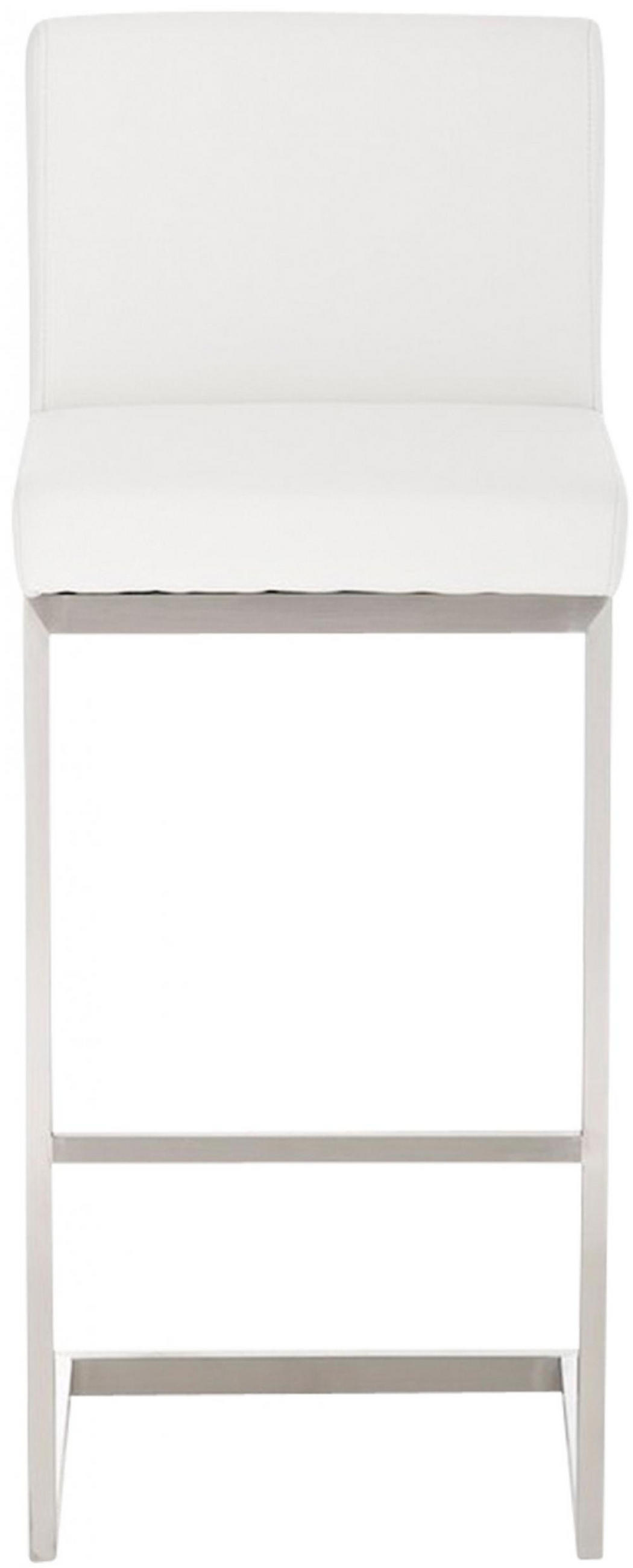 BARHOCKER Lederlook Weiß - Edelstahlfarben/Weiß, Textil/Metall (42/104/48cm) - CLP