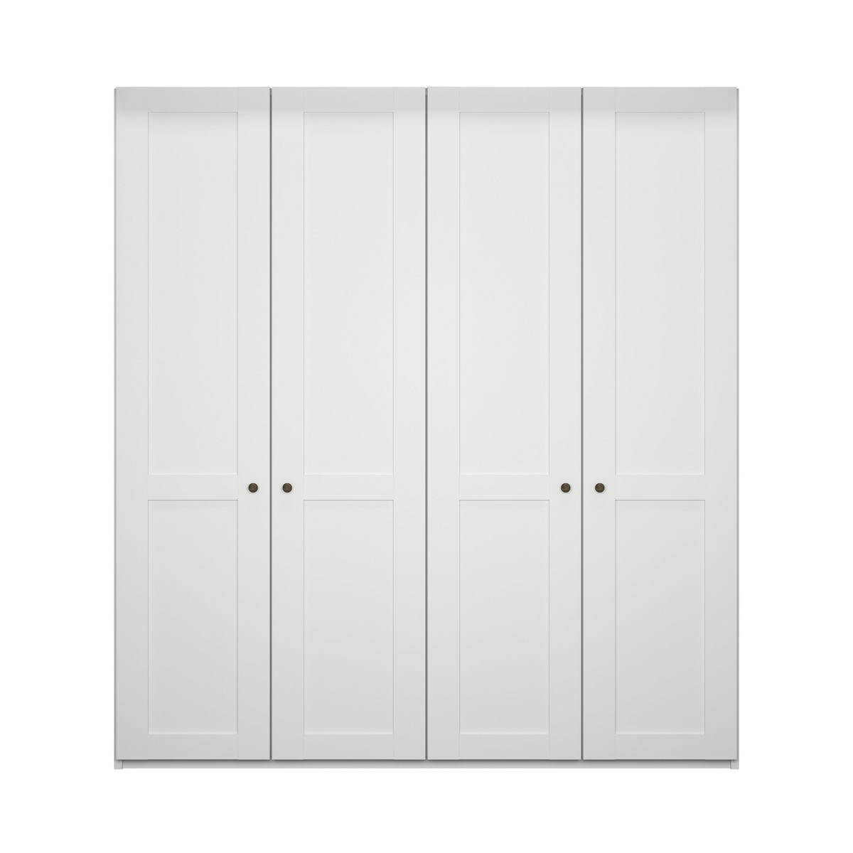 SCHLAFZIMMER Greenholm in Weiß 4 teilig mit Kleiderschrank 200cm Breite ohne Spiegel, Doppelbett 180x200cm, zwei Nachttisch - Weiß, Holzwerkstoff (80/200/120cm)