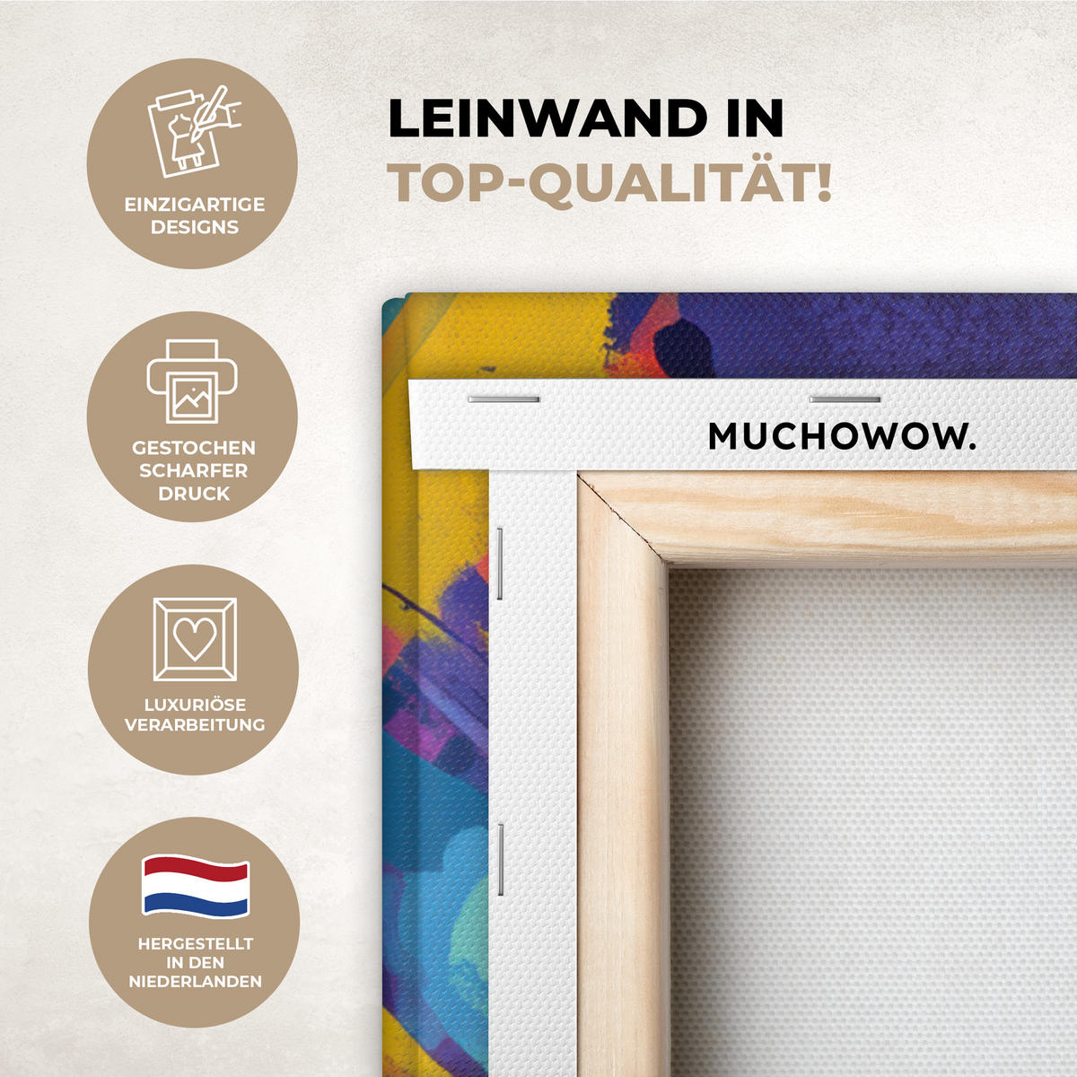 LEINWANDBILD Abstrakt - Formen - Farbenfroh Deko Groß 90x90 cm - Magenta, Textil (90/90cm) - MuchoWow