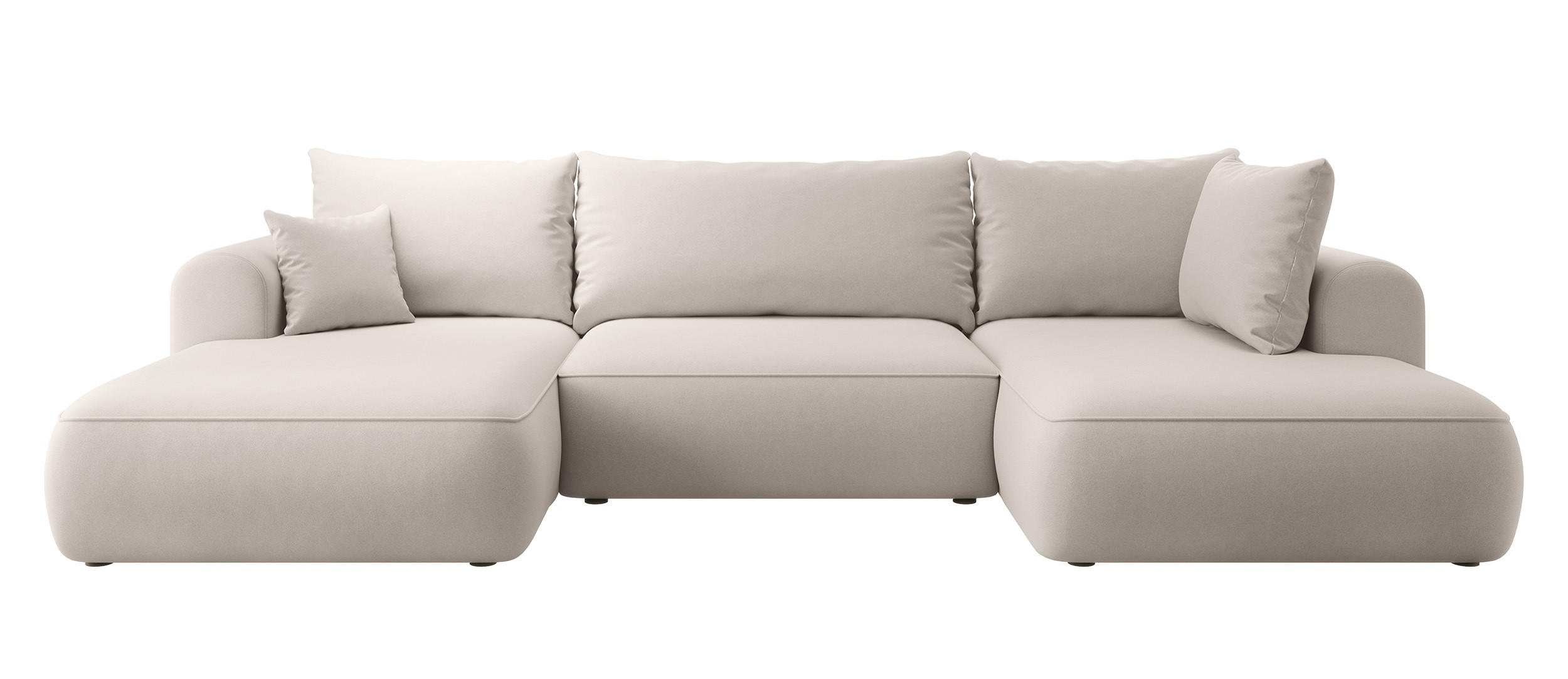WOHNLANDSCHAFT Ovo Creme Velours - Creme/Schwarz, Textil (375/95/185cm) - Selsey