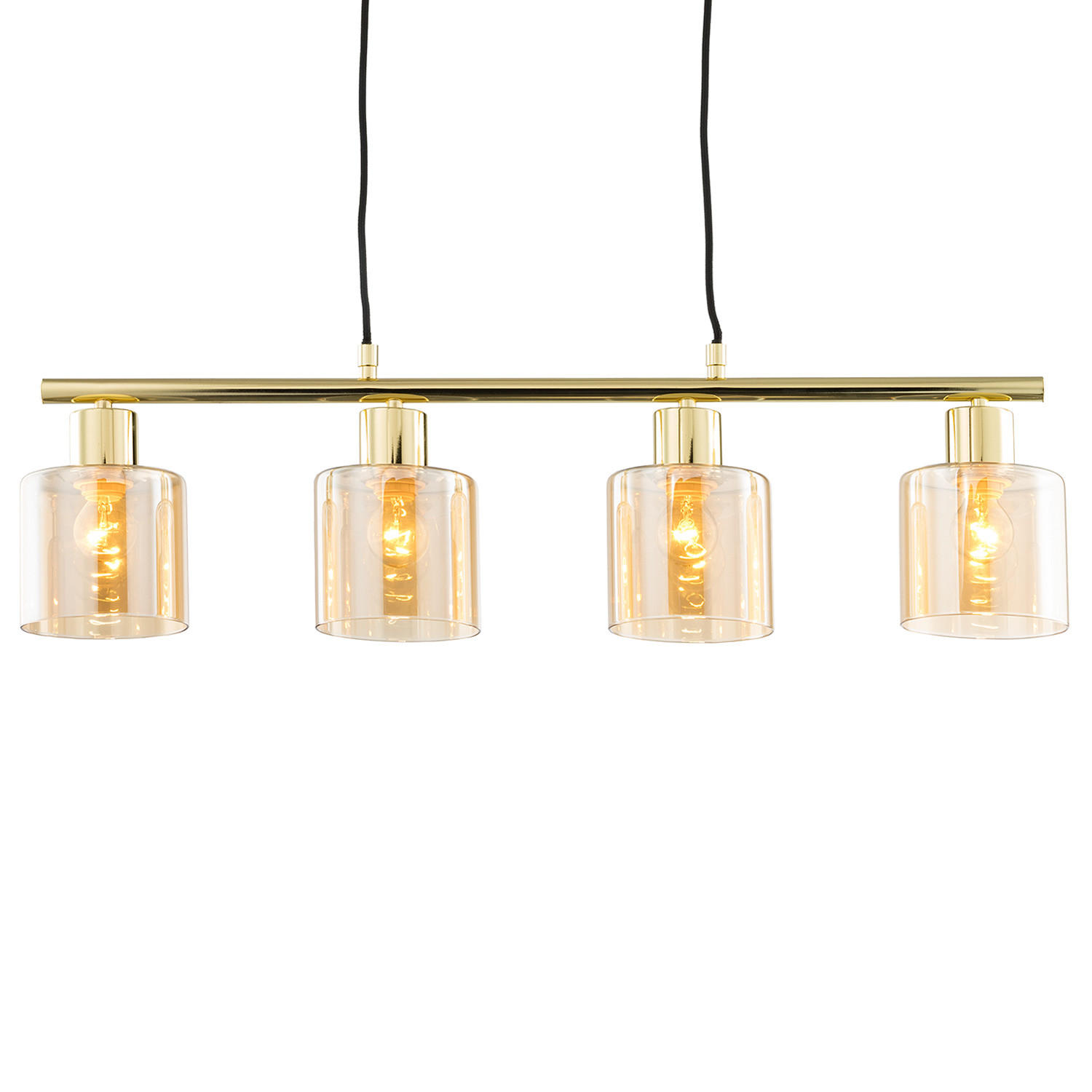 PENDELLEUCHTE - Metall / Glas, 4-flammig - Goldfarben, Glas (12/75/150cm) - home24