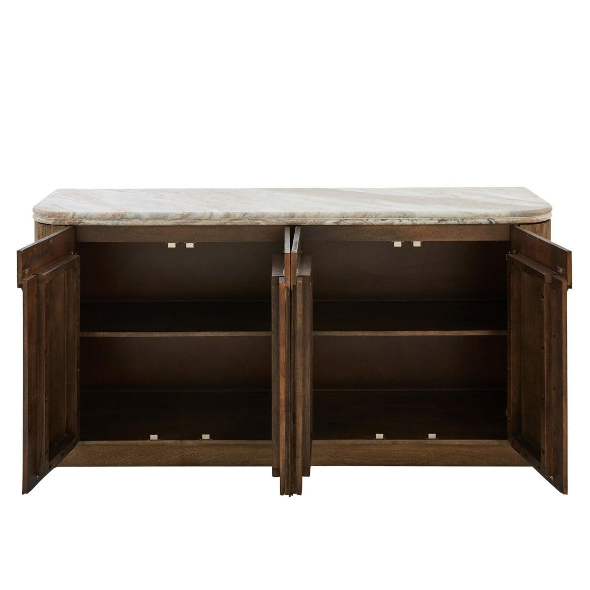 SIDEBOARD aus Massivholz und Marmor 162/80/43 cm - Beige, Holz (43/80/11cm) - Signature